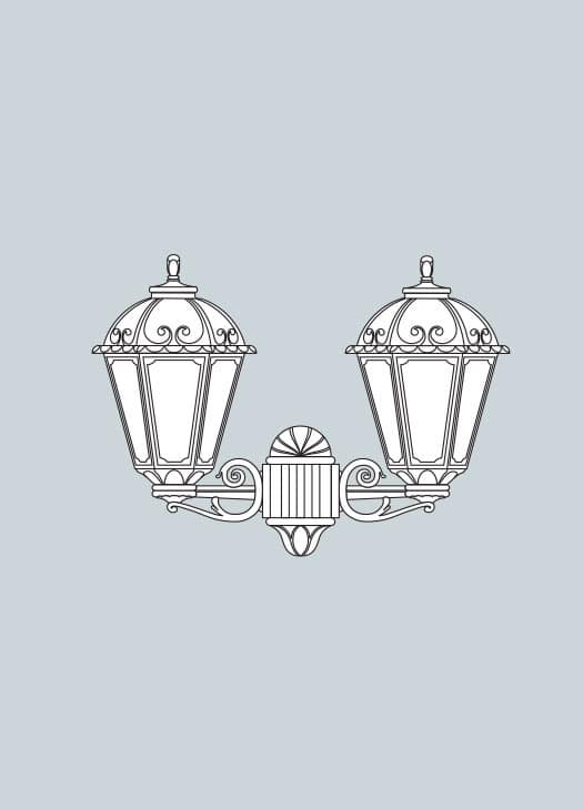Aplica de iluminat LED pentru gradina, 540x590mm, 2 brate, E27, 2x11W, CCT set, IP55, Fumagalli, Salem, Porpora