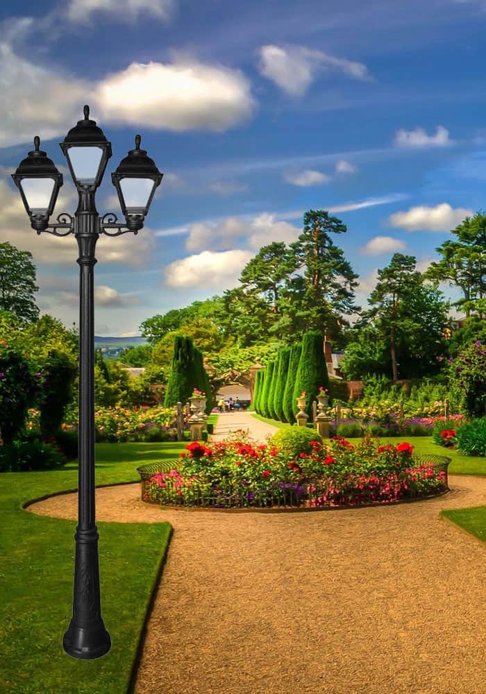 Stalp de iluminat ornamental pentru gradina echipat, 2.25ml, 2+1 brate, E27, 3x6.5W, Fumagalli, Cefa, Gigi Bisso