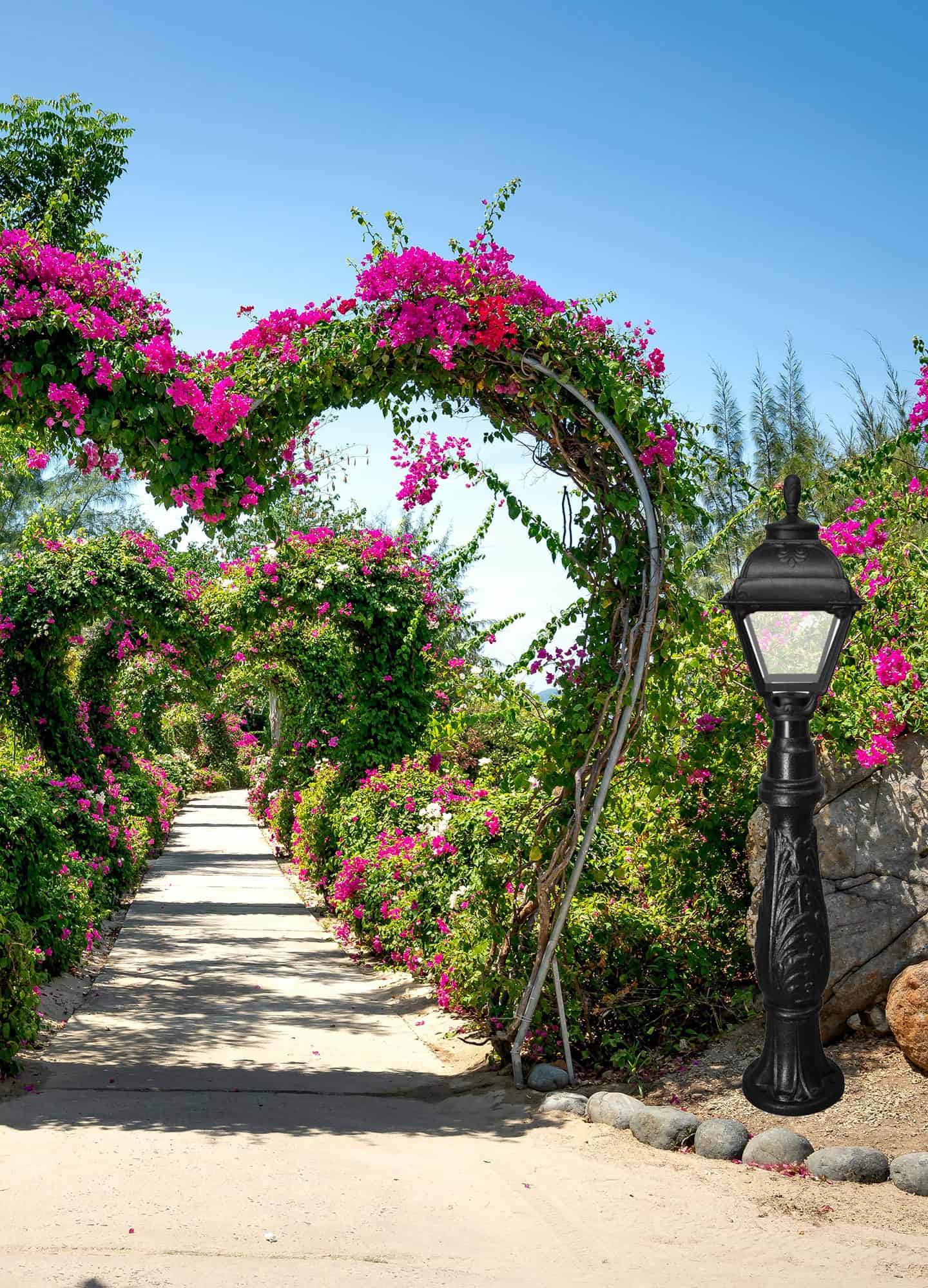 Stalp de iluminat ornamental pentru gradina echipat, 1ml, E27, Fumagalli, Cefa, Iafet