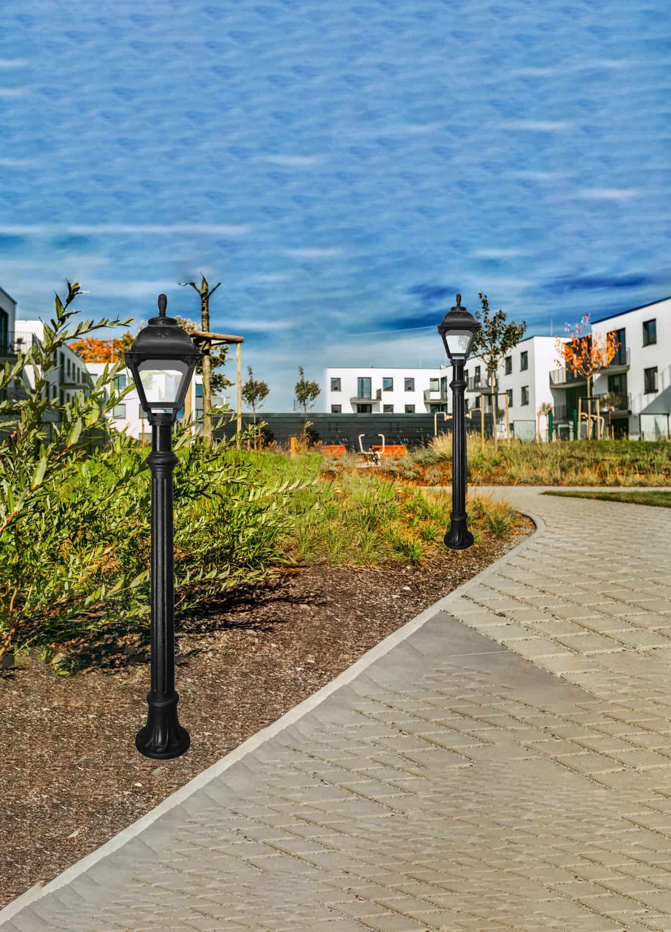 Stalp de iluminat ornamental pentru gradina echipat, 1.5ml, E27, 8.5W, CCT set, IP55, Fumagalli, Cefa, Aloe'.R