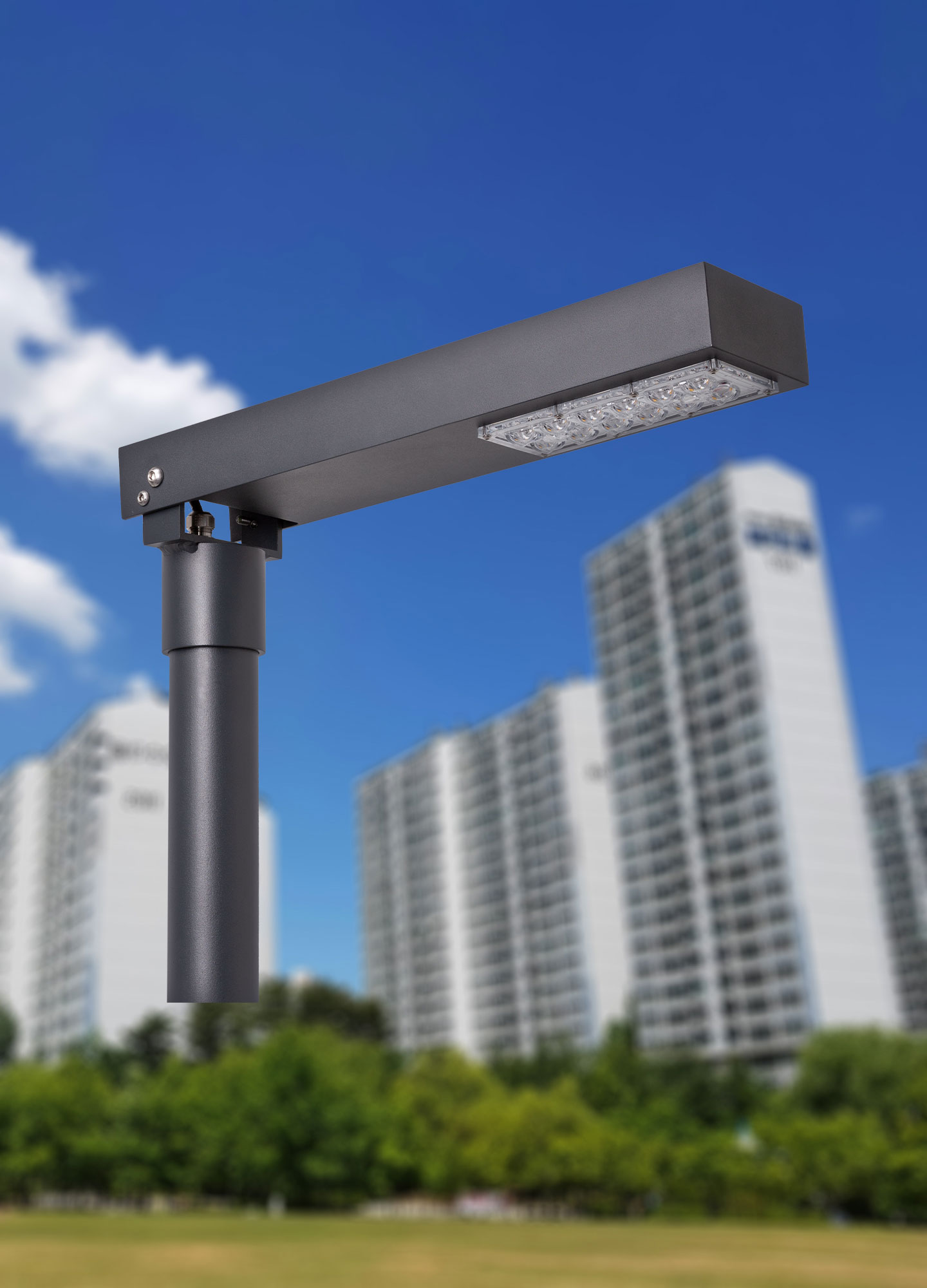 Corp de iluminat LED pentru stalp stradal, 3000K, 470x110x50mm, grafit, 19.5W, IP65, Norlys