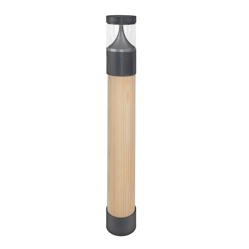 Stalp de iluminat ornamental pentru gradina echipat, aluminiu, 0.85ml, LED, 9.1W, 4000K, dimabil, insertie lemn natural, Norlys, Egersund Mini