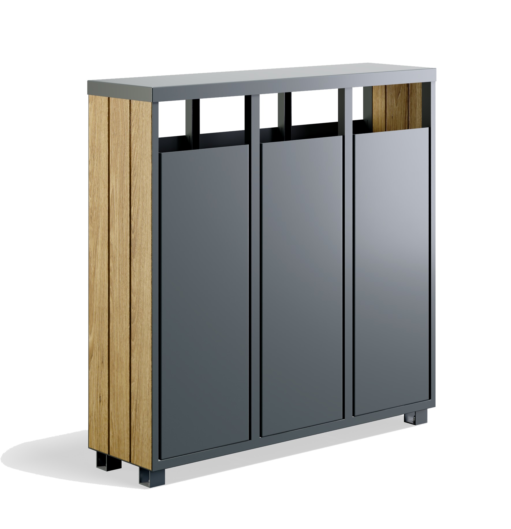 Cos de gunoi stradal triplu, 108x30x105, Unica K3, ElmarCo