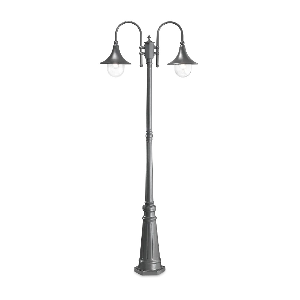Stalp de iluminat ornamental pentru gradina echipat , antracit, 2.16ml, E27, 4000K, 2x52W, IP43, Cima, Ideal Lux