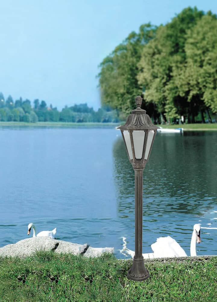 Stalp de iluminat ornamental pentru gradina echipat, 1ml, E27, 8.5W, CCT set, IP55, Fumagalli, Rut, Mizar