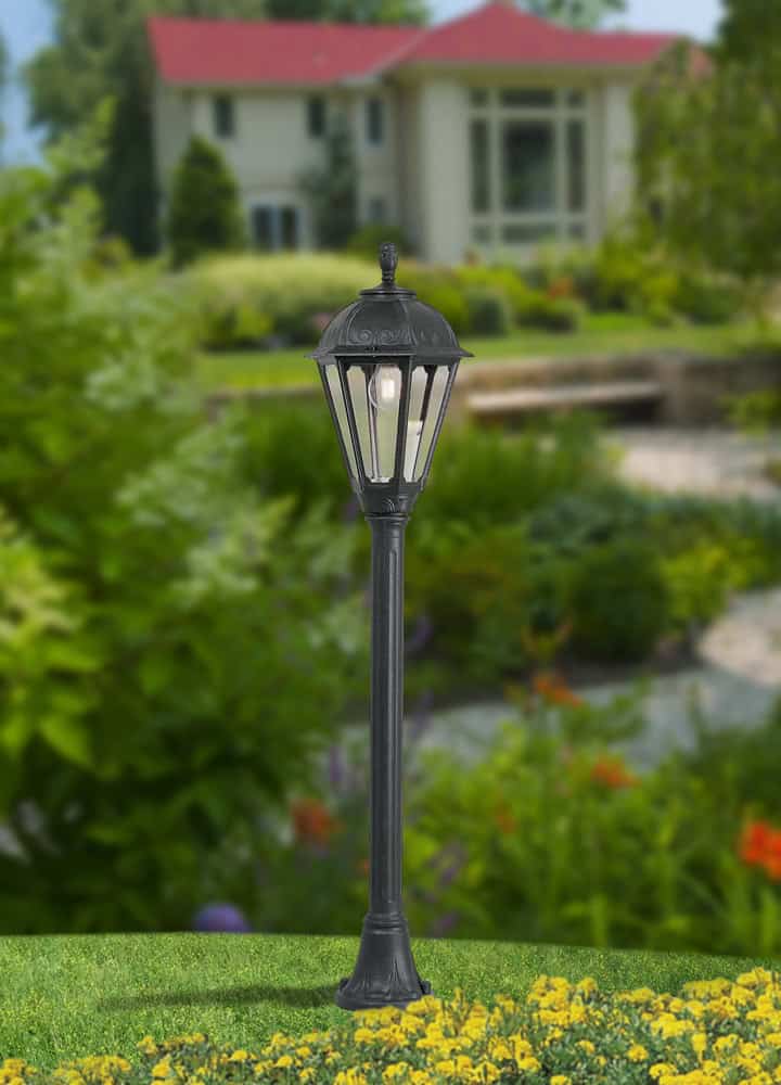 Stalp de iluminat ornamental pentru gradina echipat, 1ml, E27, 8.5W, CCT set, IP55, Fumagalli, Salem, Mizar