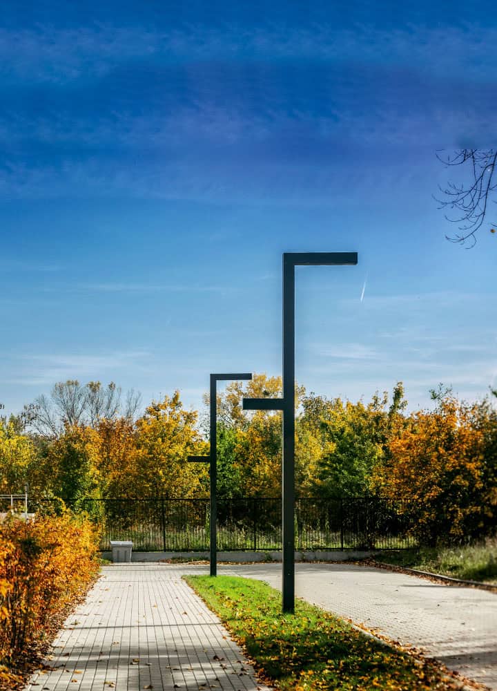 Stalp de iluminat modern pentru parcuri echipat, 4ml, LED, 4000K, 1+1 brate, 2x24W, IP65, Way S, ElmarCo