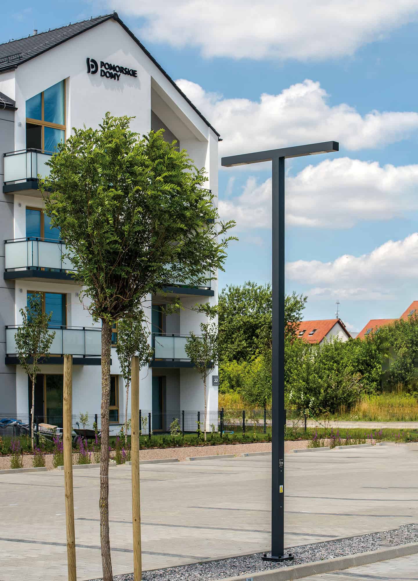 Stalp de iluminat modern pentru parcuri echipat, 4ml, LED, 4000K, 2 brate, 2x24W, IP65, Way, ElmarCo