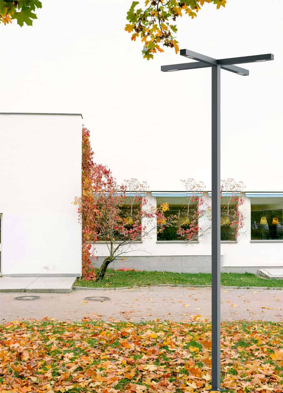 Stalp de iluminat stradal modern echipat, 5ml, 4 brate, tip K, 4x24W, LED, 4000K, IP65, Way, ElmarCo