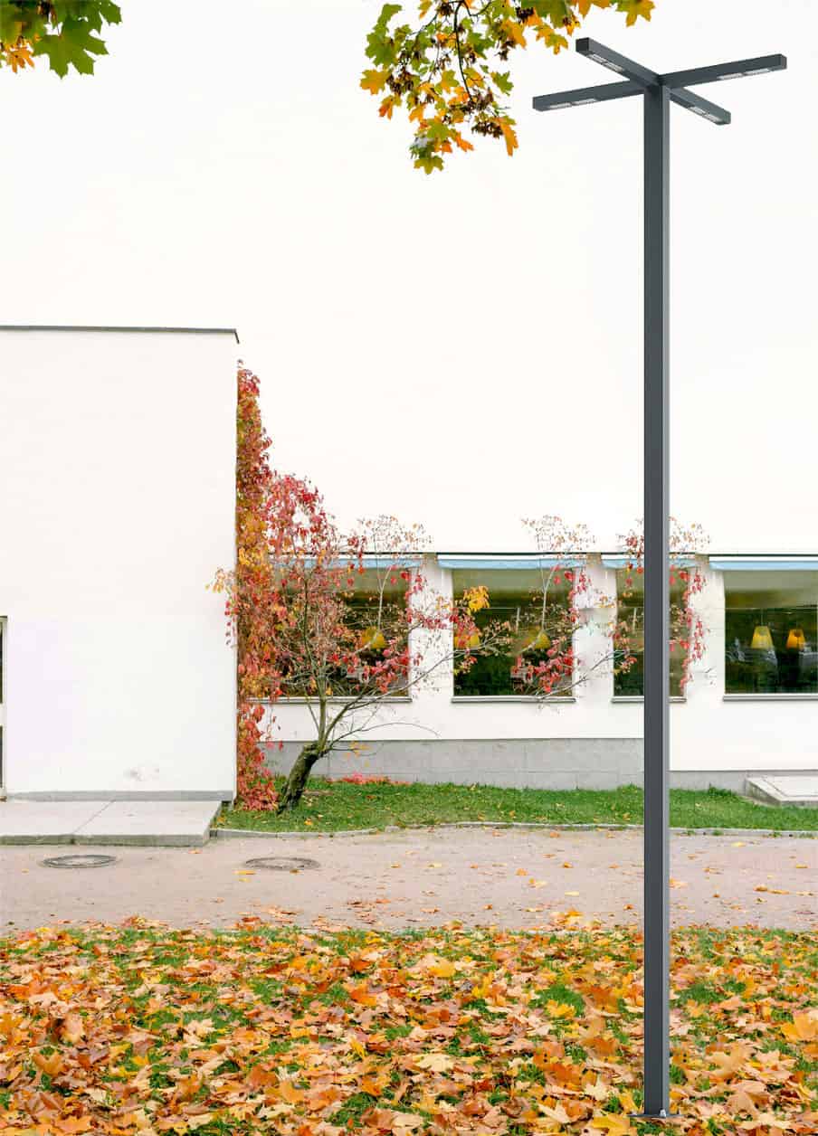 Stalp de iluminat stradal modern echipat, 7ml, 4 brate, tip K, 8x24W, LED, 4000K, IP65, Way, ElmarCo