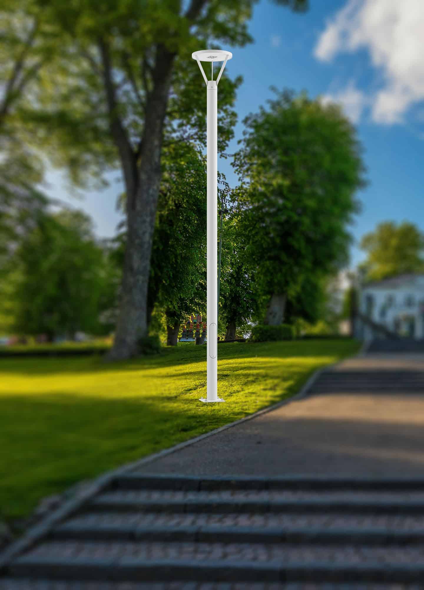 Stalp de iluminat modern pentru parcuri echipat, 4ml, 31.5W, LED, 4000K, IP65, Bretania, ElmarCo