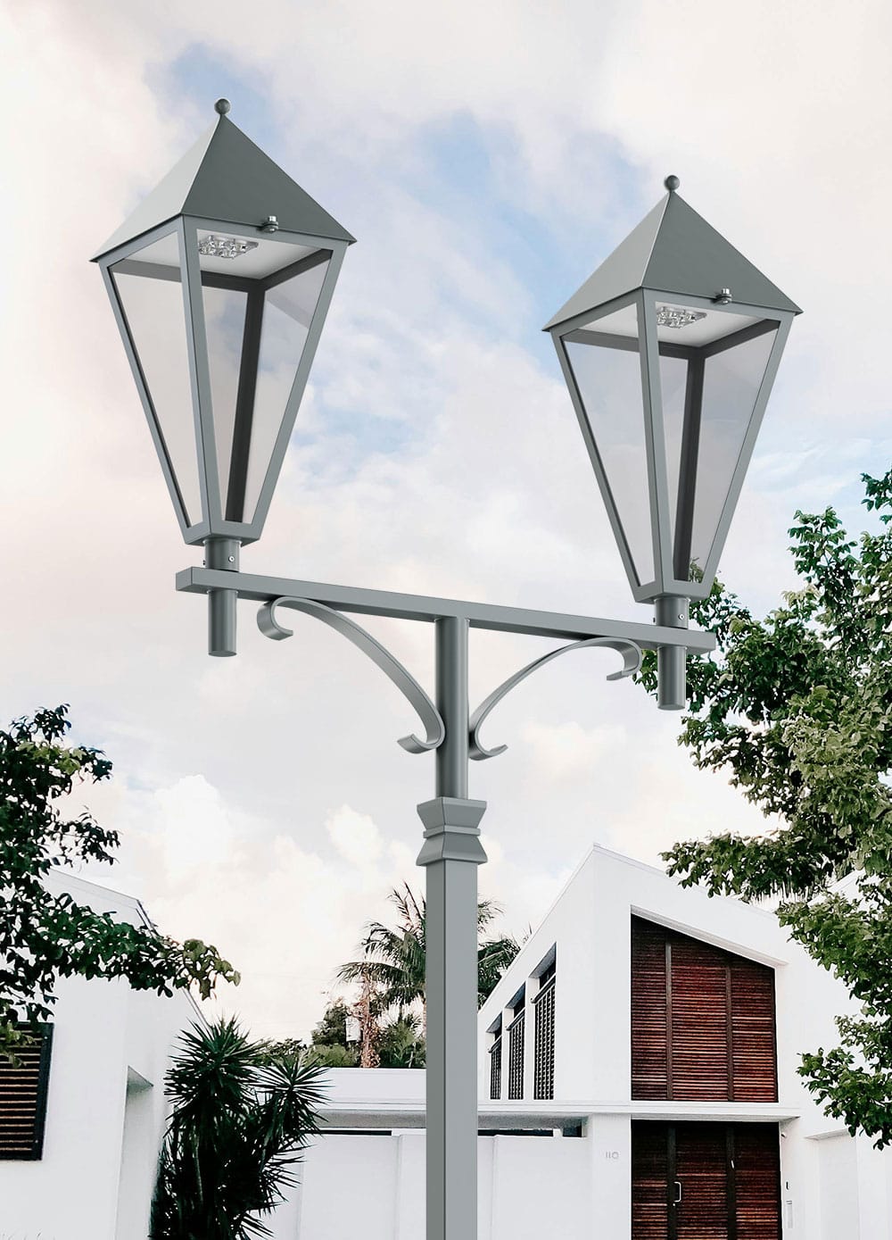 Corp de iluminat LED pentru stalp stradal, 4000K, 350x350x700mm, 24W, IP65, Gedania, ElmarCo