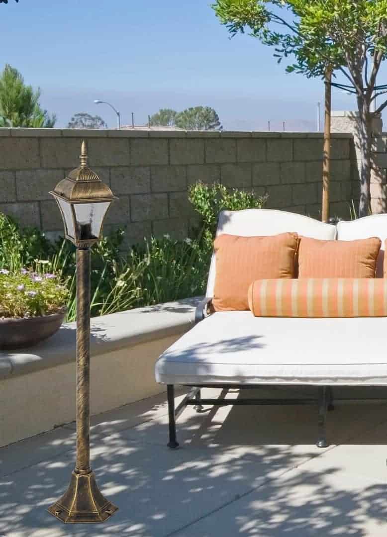 Stalp de iluminat ornamental pentru gradina echipat, auriu antic, 1.06ml, E27, Rabalux, Toscana