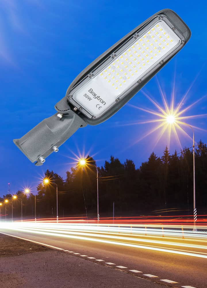 Corp de iluminat LED pentru stalp stradal, 6500K, gri, 50W, 5500lm, IP66
