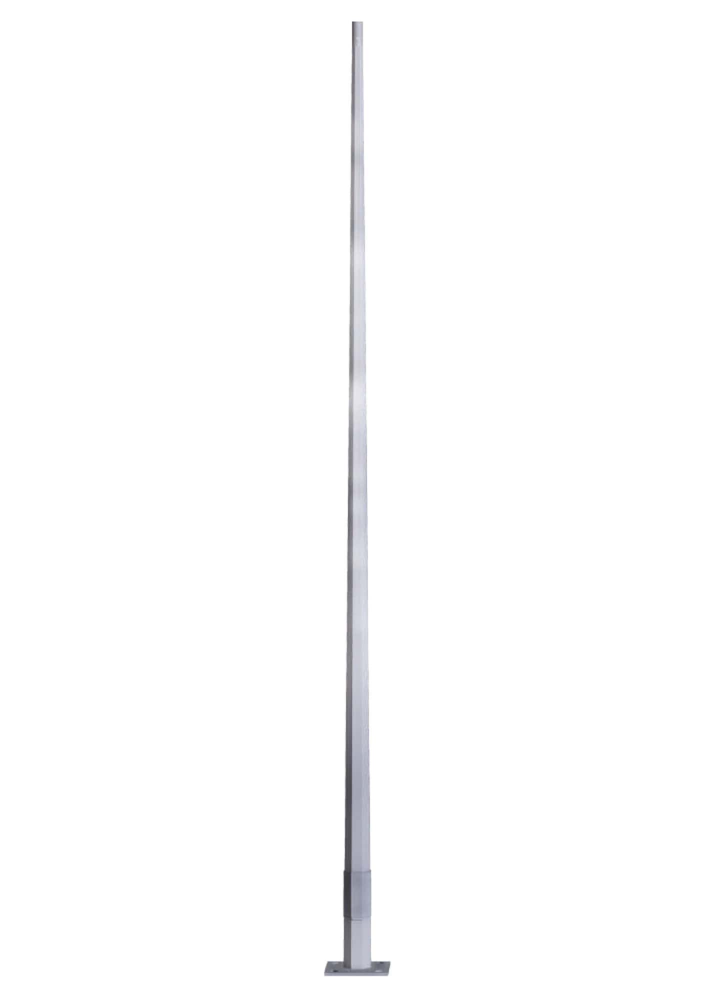 Stalp de iluminat stradal octogonal cu flansa neechipat, 7ml, gri, otel galvanizat, IP65, SG-O