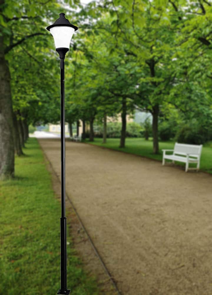 Stalp de iluminat ornamental pentru parcuri echipat, 3ml, 50W, LED, 6000K, negru, fara brate, IP55, SV-002.N3.REMO
