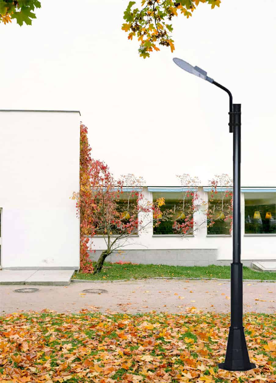 Stalp de iluminat modern pentru parcuri echipat, 4ml, 50W, LED, 6000K, negru, 1 brat, IP65, L.C, SV-008 C