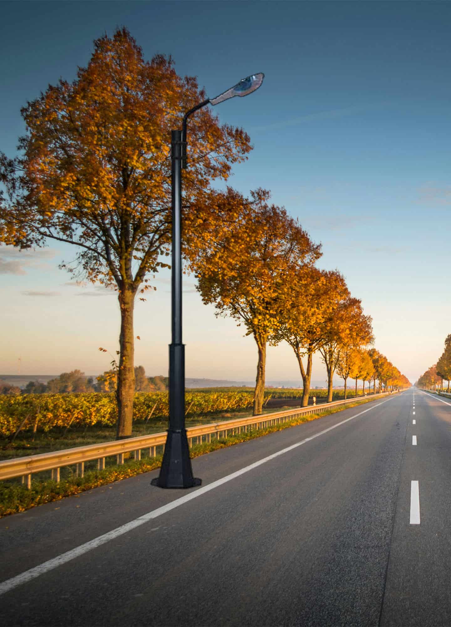 Stalp de iluminat modern pentru parcuri echipat, 4ml, 1 brat, E27, negru, IP65, S1