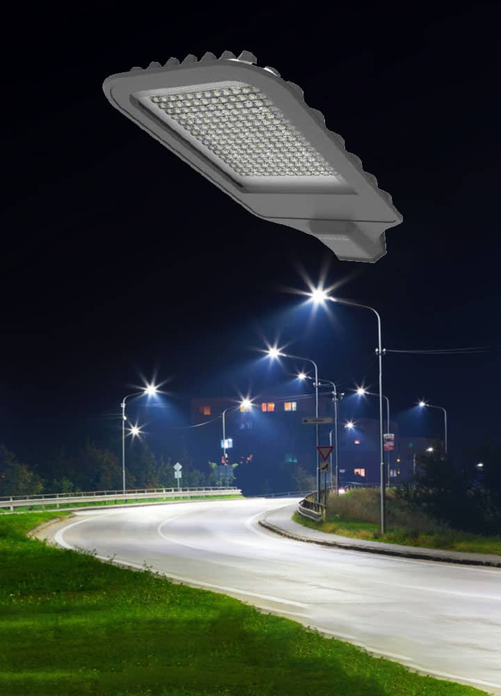 Corp de iluminat LED pentru stalp stradal, 3000K, negru, 150W, 18000lm, IP65