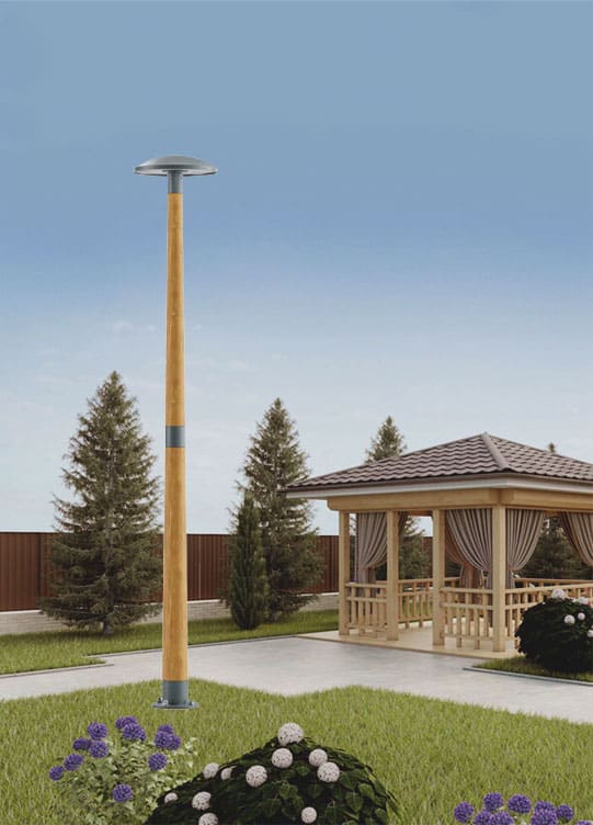 Stalp de iluminat modern pentru parcuri echipat, 2.5ml, LED, 3000K/4000K, insertie lemn, 13W, IP66, Kania D, ElmarCo