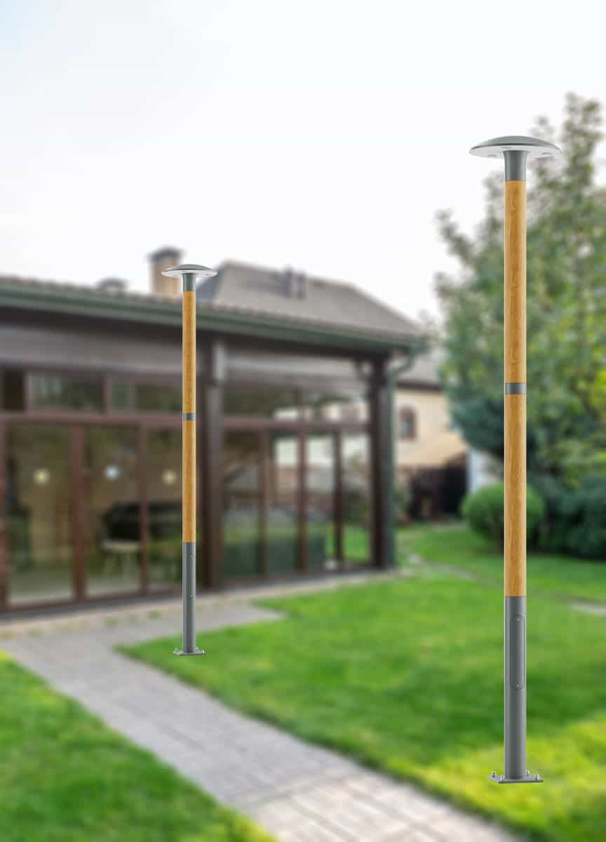 Stalp de iluminat modern pentru parcuri echipat, 3.5ml, LED, 3000K/4000K, insertie lemn, 32W, IP66, Kania D, ElmarCo