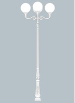 Stalp de iluminat ornamental pentru gradina echipat, 3+1 brate, 4.3ml, H.FC6, E27, Fumagalli, Globe 400 Classic, Horeb Adam