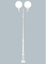 Stalp de iluminat ornamental pentru gradina echipat, 2 brate, 3.7ml, H.FC6, E27, Fumagalli, Globe 400 Classic, Karmel 3000 Ofir