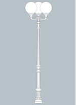 Stalp de iluminat ornamental pentru gradina echipat, 3 brate, 3.7ml, H.FC6, E27, Fumagalli, Globe 400 Classic, Karmel 3000 Ofir