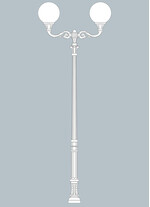 Stalp de iluminat ornamental pentru gradina echipat, 2 brate, 4.7ml, H.FC6, E27, Fumagalli, Globe 400 Classic, Karmel 4000 Adam