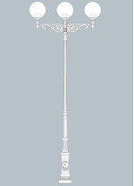Stalp de iluminat stradal ornamental echipat, 4 brate, 5.2ml, H.FC1, E40, Fumagalli, Globe 500 Classic, Giona 4500 Aron