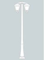 Stalp de iluminat modern pentru gradina echipat, 2.5ml, 2 brate, E27, 2x30W, CCT set, IP55, Fumagalli, Sergio, Vanni 2500 Iole