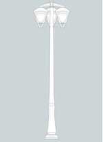 Stalp de iluminat modern pentru gradina echipat, 2.5ml, 3 brate jos, E27, 3x6.5W, Fumagalli, Sergio, Vanni 2500 Iole