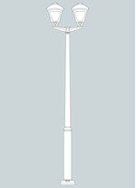 Stalp de iluminat modern pentru gradina echipat, 3.5ml, 2 brate, E27, 2x6.5W, Fumagalli, Sergio, Ektor 3000 Iole