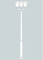 Stalp de iluminat modern pentru gradina echipat, 3.5ml, 3 brate, E27, Fumagalli, Sergio, Ektor 3000 Iole