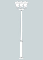 Stalp de iluminat modern pentru gradina echipat, 3.5ml, 3 brate, E27, 3x50W, 4000K, Fumagalli, Sergio, Ektor 3000 Iole