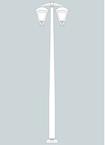 Stalp de iluminat modern pentru gradina echipat, 3ml, 2 brate jos, E27, 2x50W, 3000K, Fumagalli, Sergio, Akille 3000 Iole