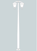 Stalp de iluminat modern pentru gradina echipat, 3ml, 2 brate jos, E27, 2x15W, CCT set, IP55, Fumagalli, Sergio, Akille 3000 Iole