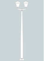 Stalp de iluminat modern pentru gradina echipat, 3.5ml, 2 brate, E27, 2x50W, 3000K, Fumagalli, Sergio, Akille 3000 Iole