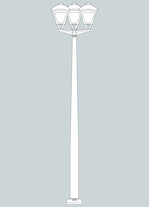 Stalp de iluminat modern pentru gradina echipat, 3.5ml, 3 brate, GX53, 3x(4x10)W, CCT set, IP55, Fumagalli, Sergio, Akille 3000 Iole