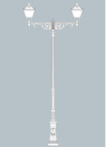 Stalp de iluminat ornamental pentru gradina echipat, 4.2ml, 2 brate, E40, Fumagalli, Elia, Giona 4000 Aron