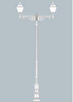 Stalp de iluminat stradal ornamental echipat, 5.3ml, E27, 2x60W, 4000K, Fumagalli, Elia, Giona 4500 Aron