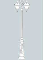 Stalp de iluminat ornamental pentru gradina echipat, 2.7ml, 2 brate, E27, 2x50W, 3000K, Fumagalli, Simon, Nebo Ofir