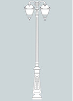 Stalp de iluminat ornamental pentru gradina echipat, 3.2ml, 2 brate jos, E27, Fumagalli, Simon, Tabor Ofir
