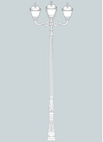 Stalp de iluminat ornamental pentru gradina echipat, 4.2ml, 3+1 brate, E27, 4x50W, 4000K, Fumagalli, Simon, Horeb Adam