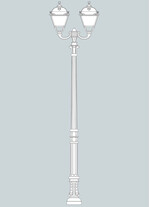 Stalp de iluminat ornamental pentru gradina echipat, 3.6ml, 2 brate, E27, 2x6.5W, Fumagalli, Simon, Karmel 3000 Ofir