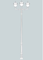 Stalp de iluminat ornamental pentru gradina echipat, 4.2ml, 2+1 brate, E27, 3x11W, CCT set, IP55, Fumagalli, Simon, Karmel 3500 Adam