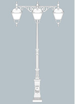 Stalp de iluminat stradal ornamental echipat, 5.3ml, 4 brate, E27, Fumagalli, Pietro, Giona 4500 Aron