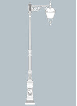 Stalp de iluminat stradal ornamental echipat, 5.2ml, E27, 60W, 4000K, Fumagalli, Pietro, Giona 5000 Aron