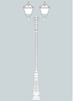 Stalp de iluminat ornamental pentru gradina echipat, 3.1ml, 2 brate, E27, 2x11W, CCT set, IP55, Fumagalli, Tobia, Nebo Ofir