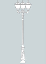 Stalp de iluminat ornamental pentru gradina echipat, 3.6ml, 3 brate, E27, 3x50W, 4000K, Fumagalli, Tobia, Tabor Ofir